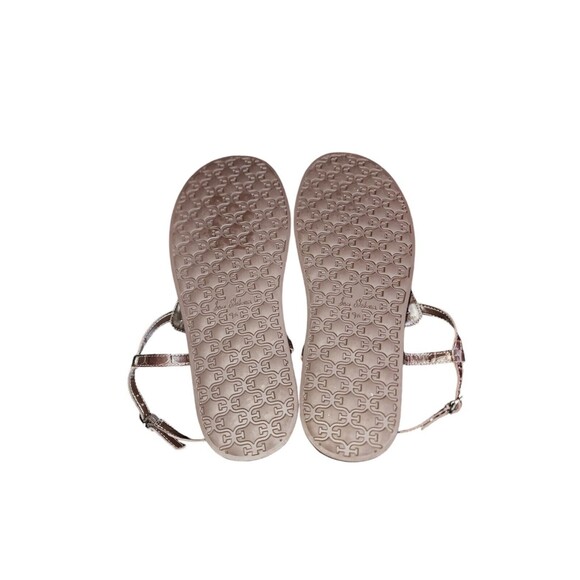 Sam Edelman Naomi Brown Croc Embossed T-Strap & Molded Footbed Sandals Size 9.5 - Picture 7 of 10